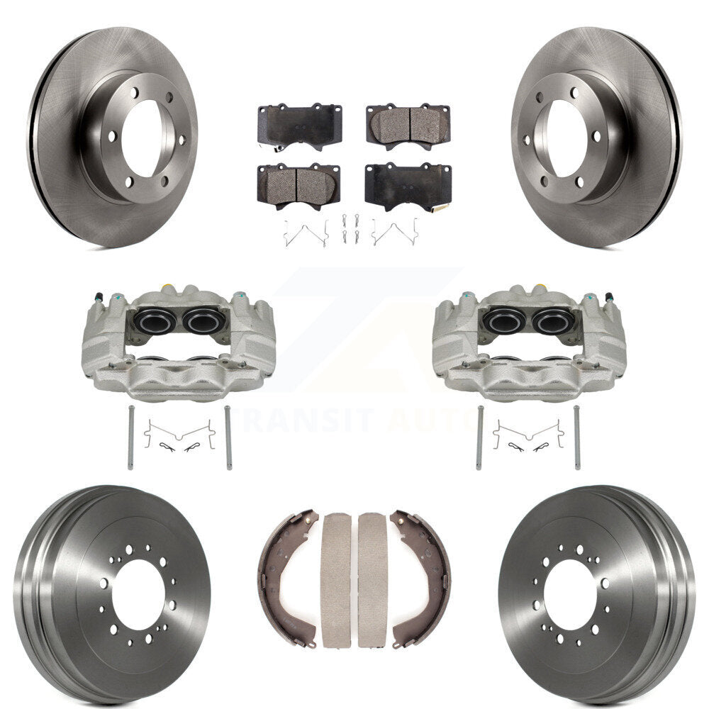 Front Rear Disc Brake Caliper Rotors Drums Ceramic Pads Kit (8Pc) For Toyota Tundra KC8-100865T