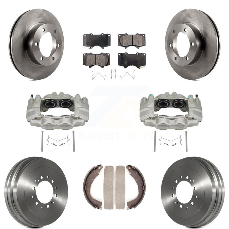 Front Rear Disc Brake Caliper Rotors Drums Ceramic Pads Kit (8Pc) For Toyota Tundra KC8-100865T