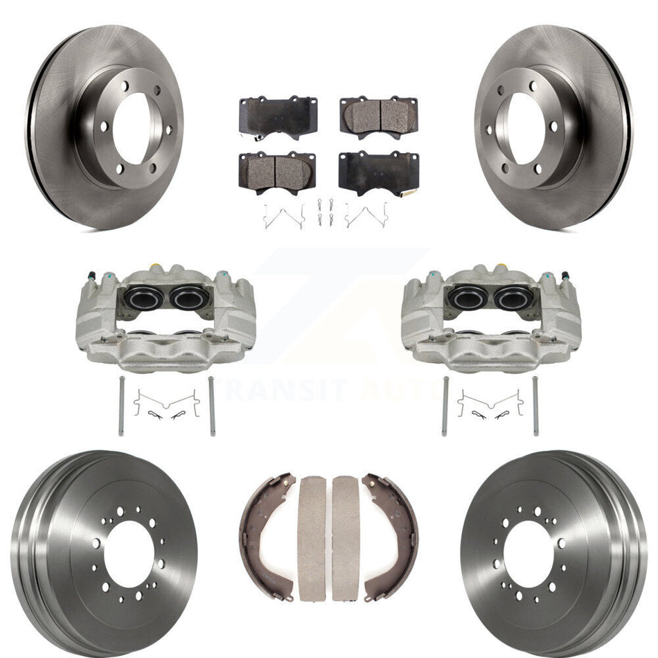 Front Rear Disc Brake Caliper Rotors Drums Ceramic Pads Kit (8Pc) For Toyota Tundra KC8-100865T