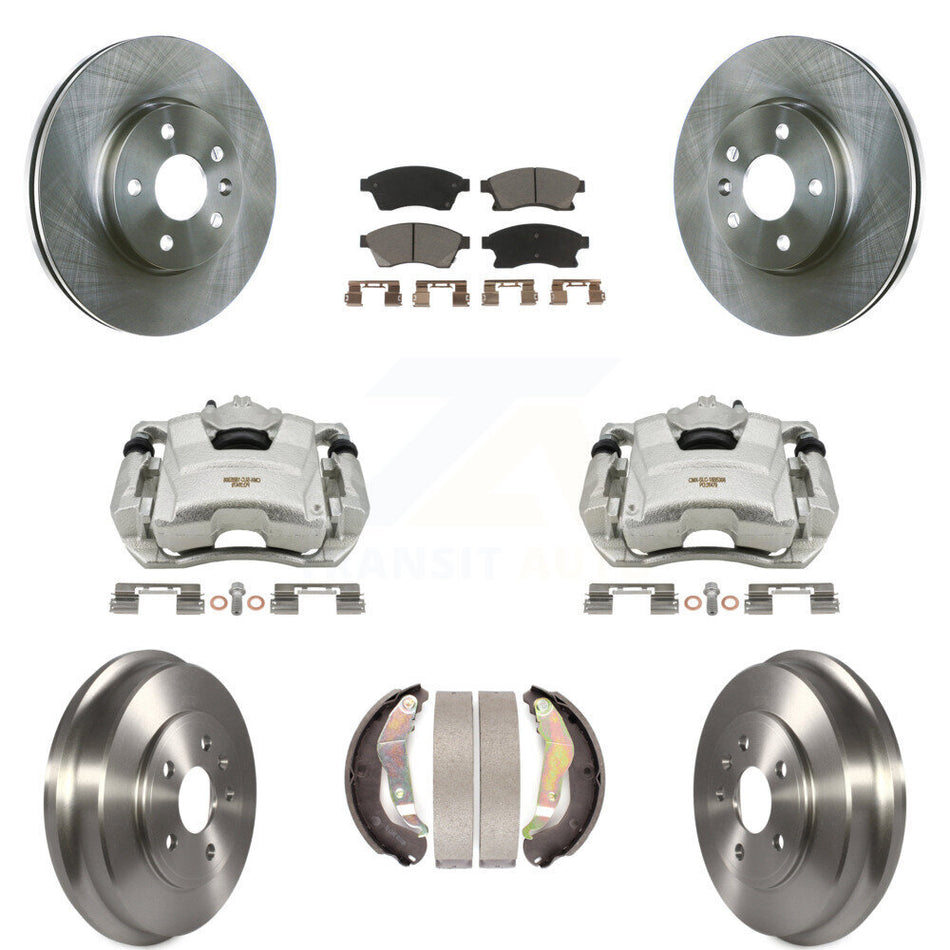 Front Rear Disc Brake Caliper Rotors Drums Ceramic Pads Kit (8Pc) For Chevrolet Sonic KC8-100866C