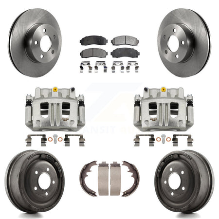 Front Rear Brake Caliper Rotors Drums Semi-Metallic Pads Kit (8Pc) For Ford Ranger Mazda KC8-100866P