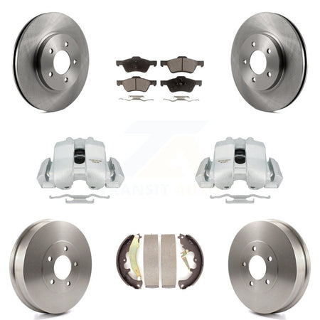 Front Rear Disc Brake Caliper Rotors Drums Ceramic Pads Kit (8Pc) For Ford Escape Mercury Mariner KC8-100866T by Transit Auto