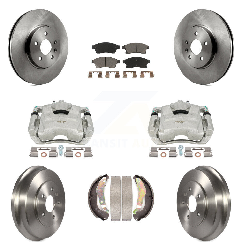 Front Rear Disc Brake Caliper Rotors Drums Ceramic Pads Kit (8Pc) For 2013-2014 Chevrolet Sonic RS KC8-100867C by Transit Auto