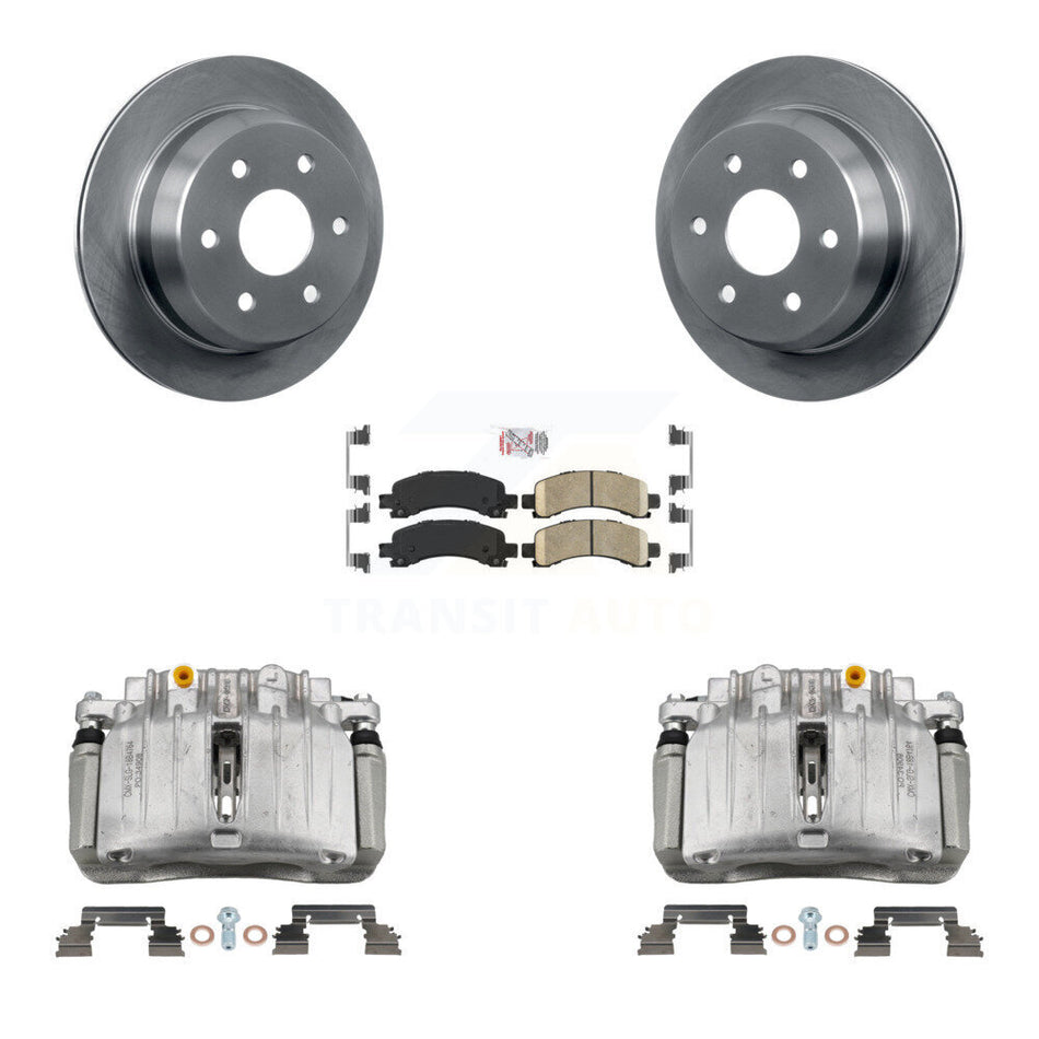 Rear Disc Brake Caliper Rotors And Ceramic Pad Kit For 2002 Chevrolet Avalanche 1500 4WD KC8-100867N