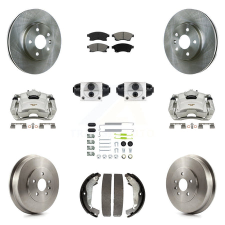 Front Rear Brake Caliper Rotor Drum Semi-Metallic Pad Shoe Cylinder Kit (11Pc) For Cruze KC8-100869S