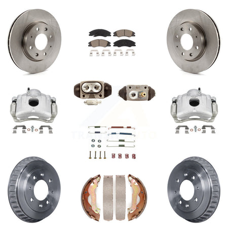 Front Rear Brake Caliper Rotors Drum Ceramic Pad Shoe Cylinder & Hardware Kit (11Pc) For KC8-100870C