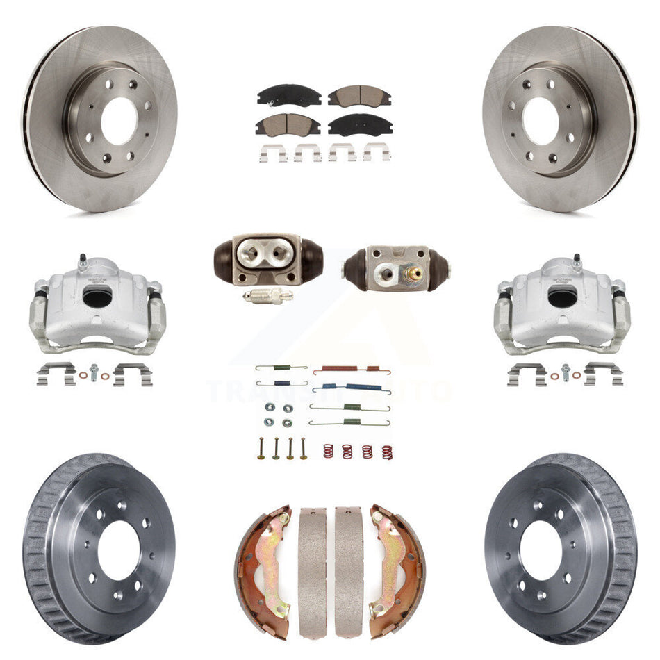 Front Rear Brake Caliper Rotors Drum Ceramic Pad Shoe Cylinder & Hardware Kit (11Pc) For KC8-100870C