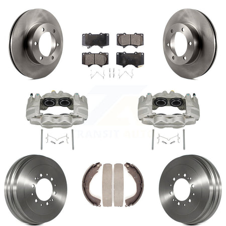 Front Rear Disc Brake Caliper Rotors Drum Semi-Metallic Pads Kit (8Pc) For Toyota Tundra KC8-100870P