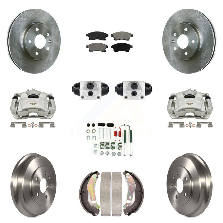 Front Rear Disc Brake Caliper Rotors Drum Semi-Metallic Pad Shoe Cylinder Kit (11Pc) For KC8-100870S