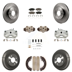 Front Rear Disc Brake Caliper Rotors Drums Ceramic Pads Shoes Wheel Cylinders And Hardware Kit (11Pc) For Honda Civic With 4 Lug Wheels KC8-100871C