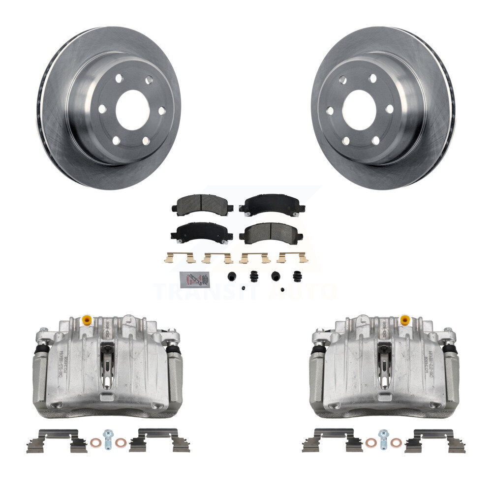 Rear Brake Caliper Rotor Semi-Metallic Pad Kit For GMC Yukon Chevrolet Tahoe XL 1500 RWD KC8-100871N