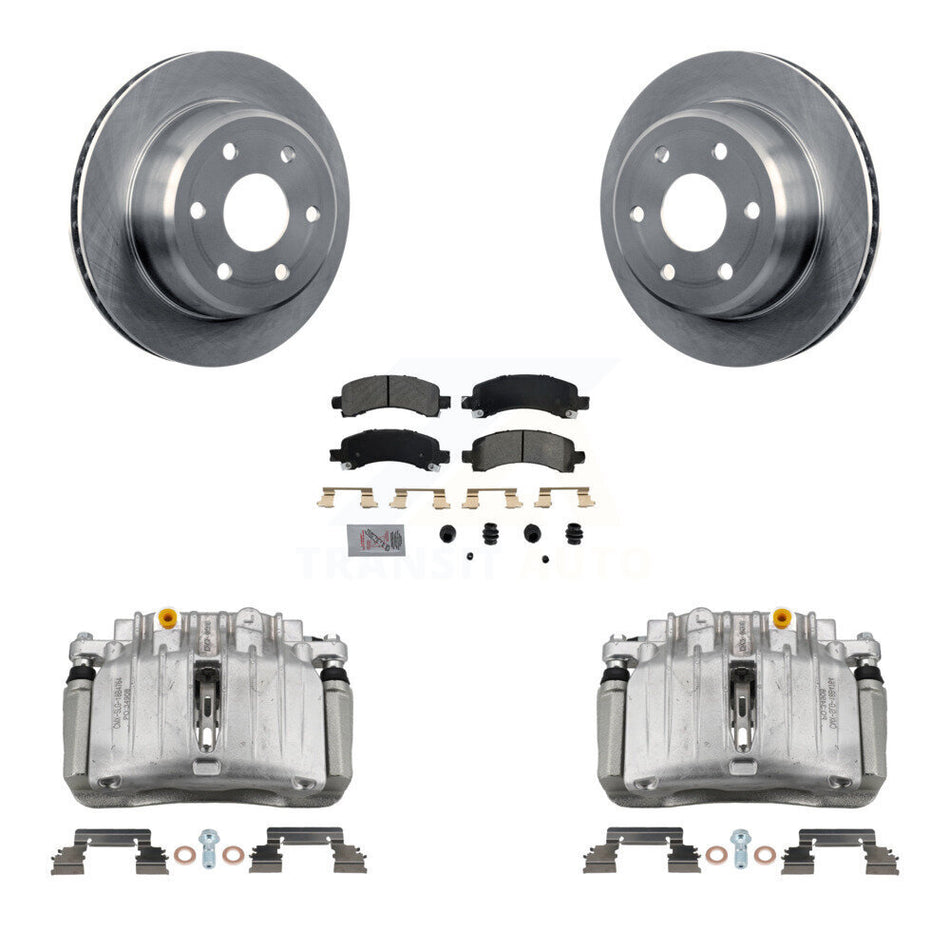 Rear Brake Caliper Rotor Semi-Metallic Pad Kit For GMC Yukon Chevrolet Tahoe XL 1500 RWD KC8-100871N
