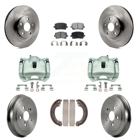 Front Rear Disc Brake Caliper Rotors Drums Ceramic Pads Kit (8Pc) For Toyota Corolla KC8-100872T