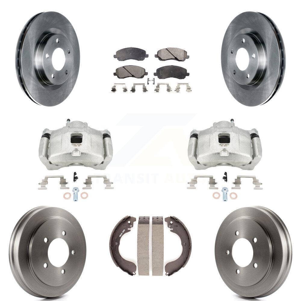 Front Rear Brake Caliper Rotor Drum Ceramic Pad Kit (8Pc) For Jeep Patriot Compass Dodge KC8-100873T