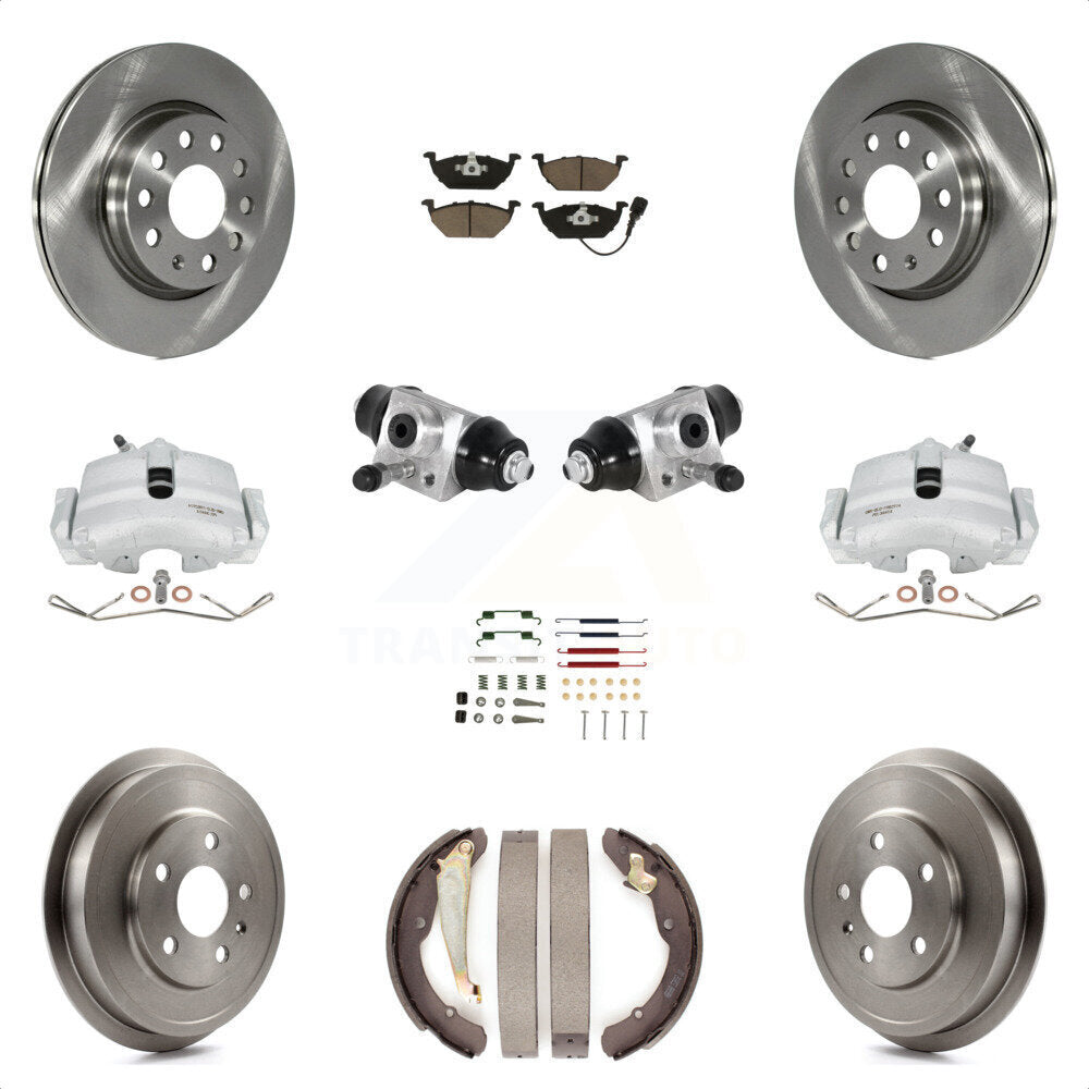 Front Rear Brake Caliper Rotor Drum Ceramic Pad Shoe Cylinder And Hardware Kit (11Pc) For 2011-2012 Volkswagen Jetta 2.5L with rear brakes With 280mm Diameter KC8-100876C by Transit Auto