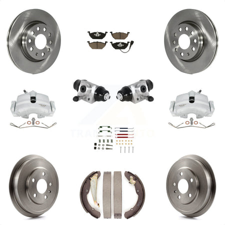 Front Rear Brake Caliper Rotor Drum Ceramic Pad Shoe Cylinder And Hardware Kit (11Pc) For 2011-2012 Volkswagen Jetta 2.5L with rear brakes With 280mm Diameter KC8-100876C by Transit Auto