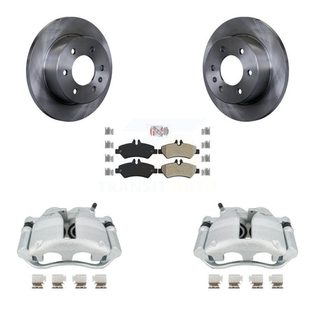 Rear Disc Brake Caliper Rotors And Semi-Metallic Pads Kit For Sprinter 3500 Dodge Freightliner KC8-100876N by Transit Auto