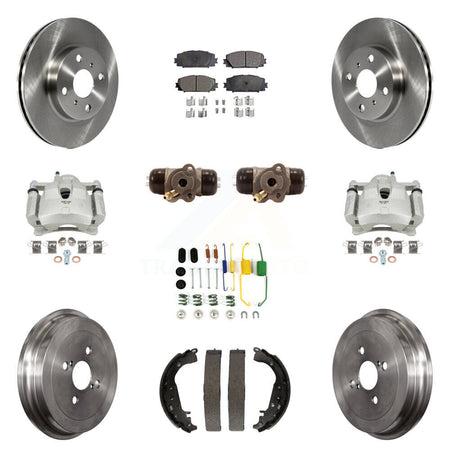 Front Rear Disc Brake Caliper Rotors Drum Semi-Metallic Pad Shoe Cylinder Kit (11Pc) For KC8-100876P