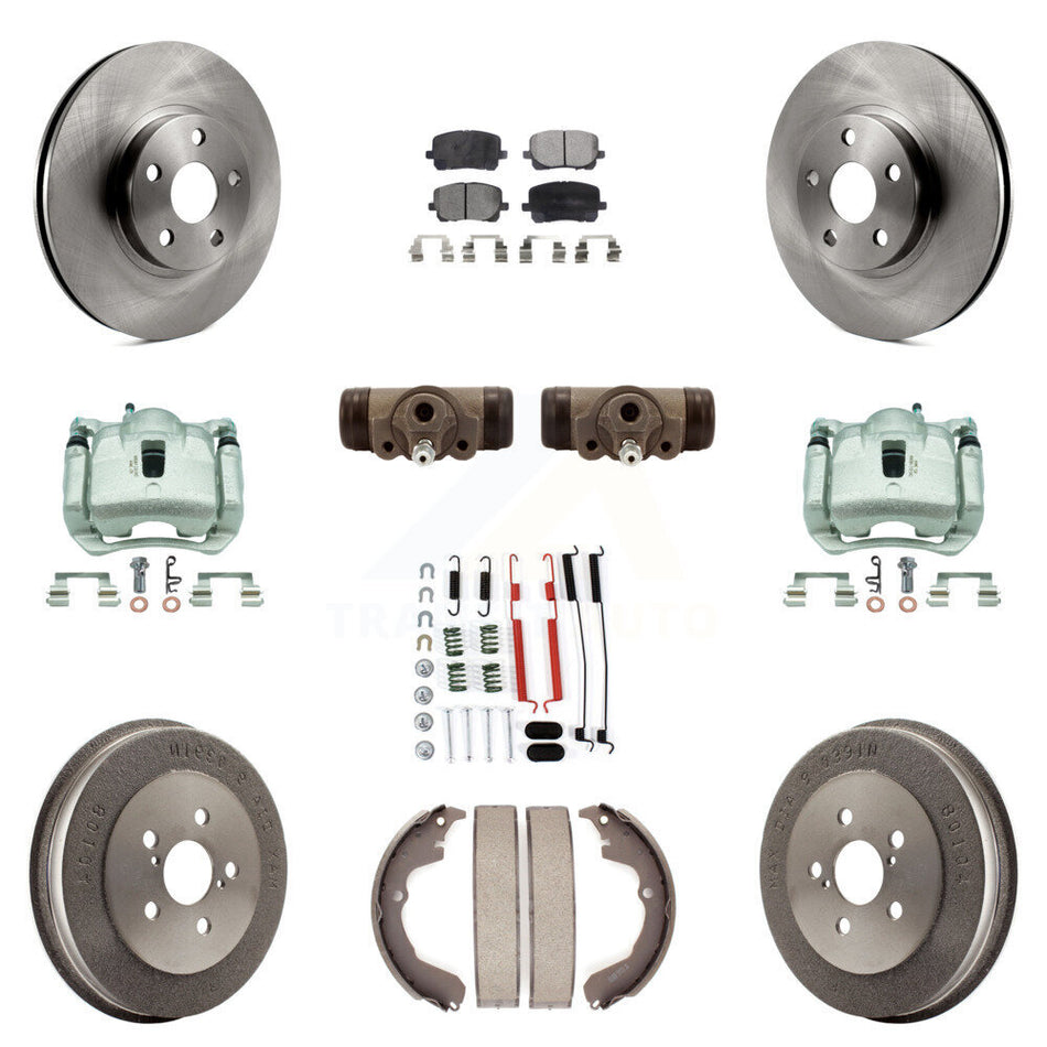 Front Rear Brake Caliper Rotors Drum Semi-Metallic Pad Shoe Cylinder Kit (11Pc) For Vibe KC8-100877P