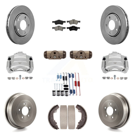 Front Rear Disc Brake Caliper Rotors Drum Semi-Metallic Pad Shoe Cylinder Kit (11Pc) For KC8-100877S