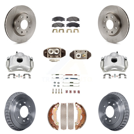 Front Rear Disc Brake Caliper Rotors Drum Semi-Metallic Pad Shoe Cylinder Kit (11Pc) For KC8-100878P