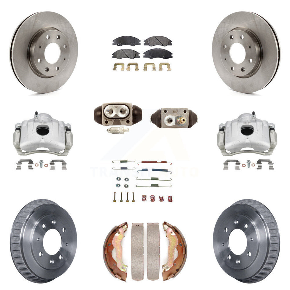Front Rear Disc Brake Caliper Rotors Drum Semi-Metallic Pad Shoe Cylinder Kit (11Pc) For KC8-100878P
