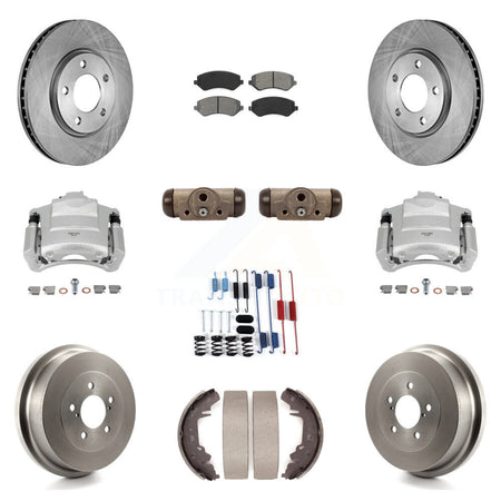 Front Rear Disc Brake Caliper Rotors Drum Semi-Metallic Pad Shoe Cylinder Kit (11Pc) For KC8-100878S