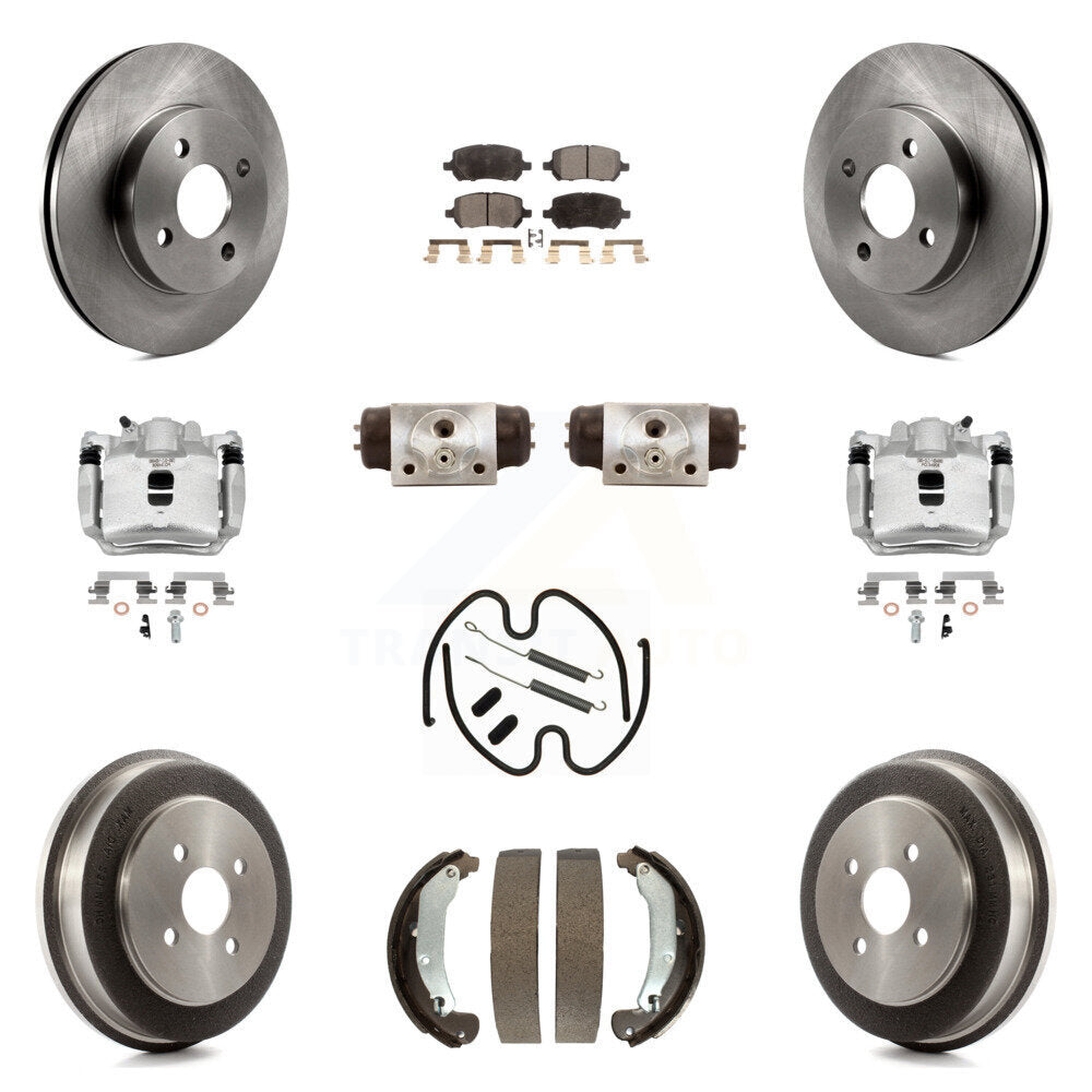 Front Rear Disc Brake Caliper Rotors Drum Semi-Metallic Pad Shoe Cylinder Kit (11Pc) For KC8-100879P