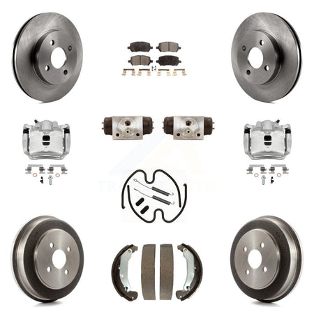 Front Rear Disc Brake Caliper Rotors Drum Semi-Metallic Pad Shoe Cylinder Kit (11Pc) For KC8-100879P