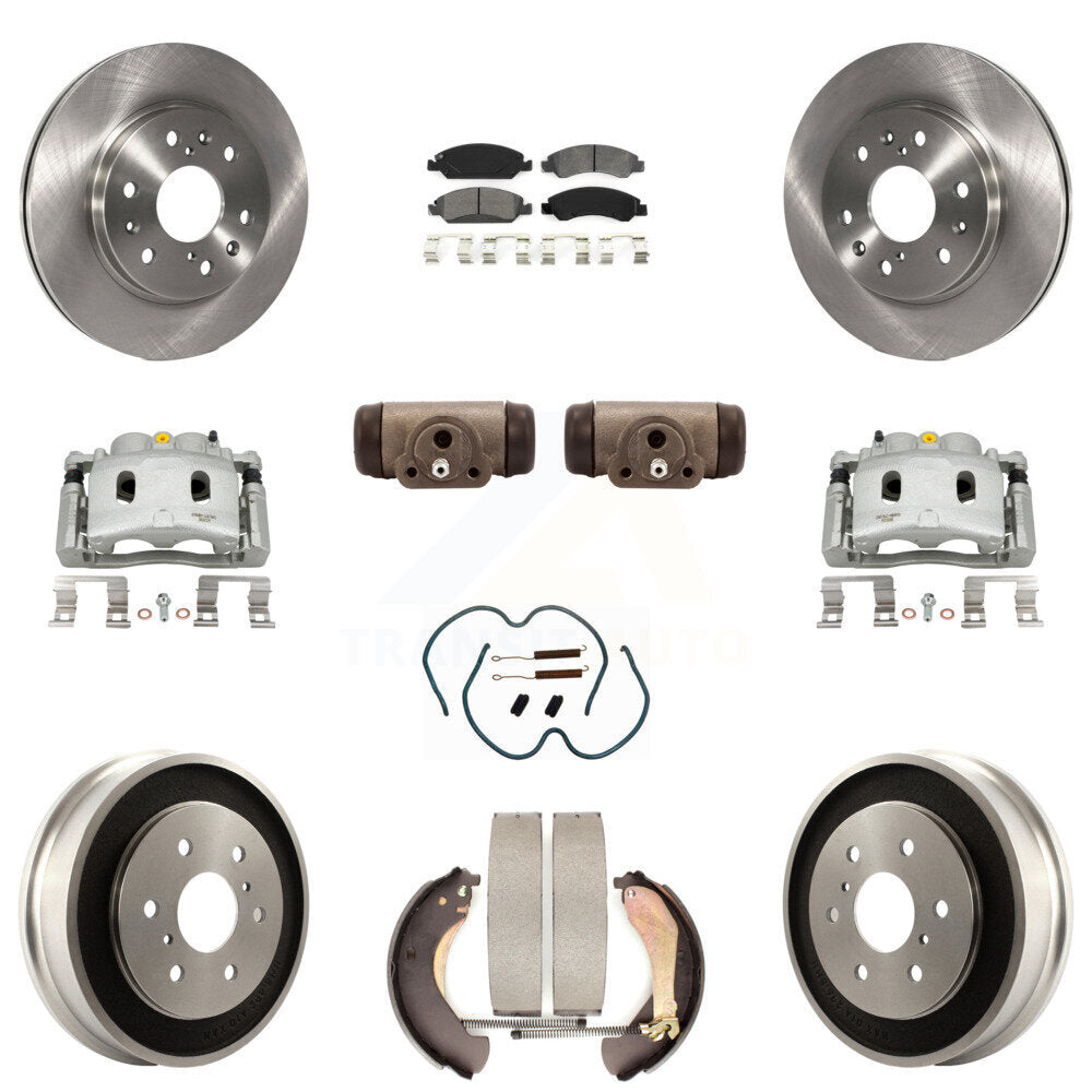 Front Rear Brake Caliper Rotors Drum Semi-Metallic Pad Shoe Cylinder Kit (11Pc) For 1500 KC8-100879S