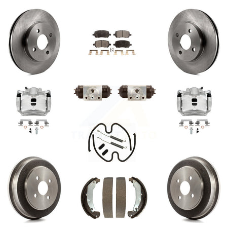 Front Rear Brake Caliper Rotor Drum Semi-Metallic Pad Shoe Cylinder & Kit (11Pc) For Ion KC8-100880P