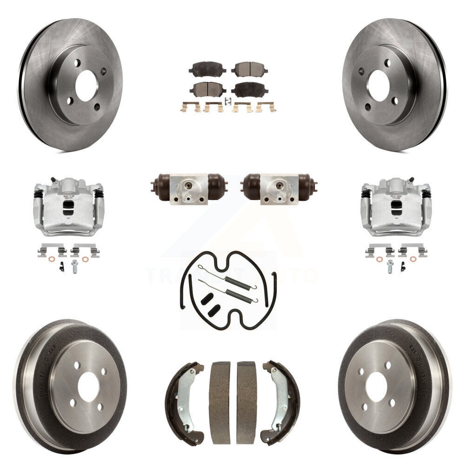 Front Rear Brake Caliper Rotor Drum Semi-Metallic Pad Shoe Cylinder & Kit (11Pc) For Ion KC8-100880P
