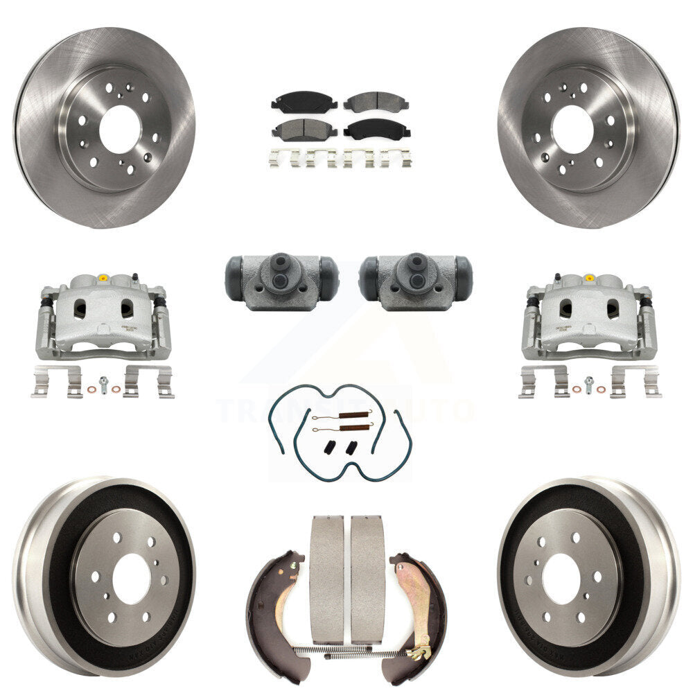 Front Rear Brake Caliper Rotors Drum Semi-Metallic Pad Shoe Cylinder Kit (11Pc) For 1500 KC8-100881S