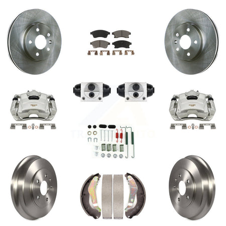 Front Rear Brake Caliper Rotors Drum Ceramic Pad Shoe Cylinder & Hardware Kit (11Pc) For KC8-100882C