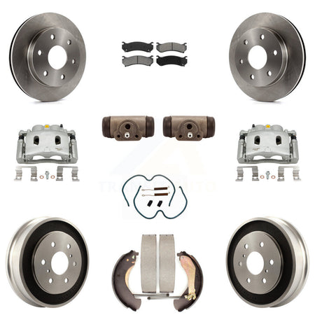 Front Rear Disc Brake Caliper Rotors Drum Semi-Metallic Pad Shoe Cylinder Kit (11Pc) For KC8-100883S
