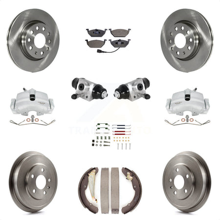 Front Rear Brake Caliper Rotor Drum Ceramic Pad Shoe Cylinder And Hardware Kit (11Pc) For 2011-2012 Volkswagen Jetta 2.5L with rear brakes With 280mm Diameter KC8-100883T by Transit Auto