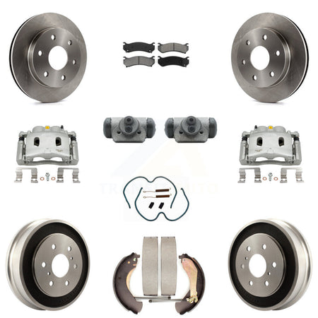 Front Rear Disc Brake Caliper Rotors Drum Semi-Metallic Pad Shoe Cylinder Kit (11Pc) For KC8-100884S