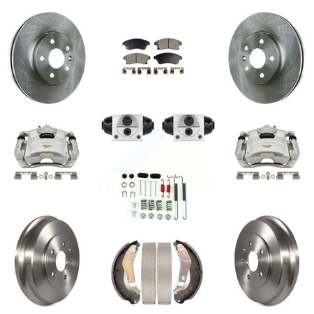 Front Rear Brake Caliper Rotors Drum Ceramic Pad Shoe Cylinder & Hardware Kit (11Pc) For KC8-100886T
