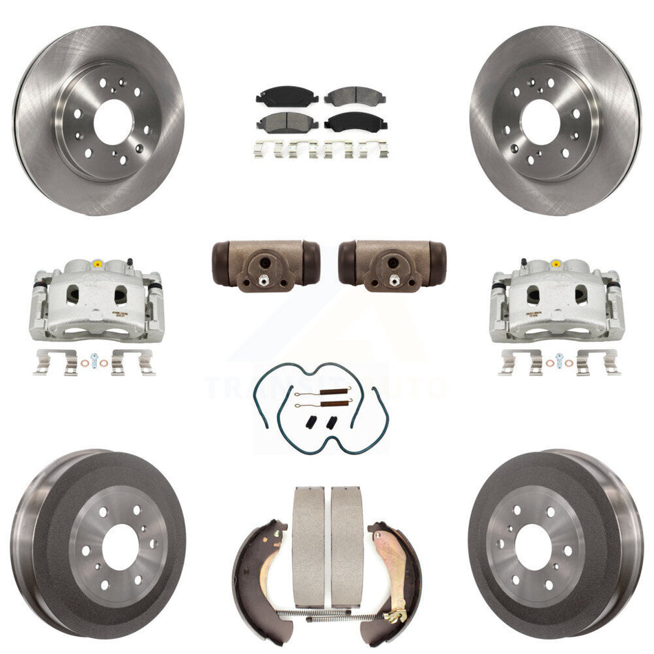 Front Rear Brake Caliper Rotors Drum Semi-Metallic Pad Shoe Cylinder Kit (11Pc) For 1500 KC8-100887S