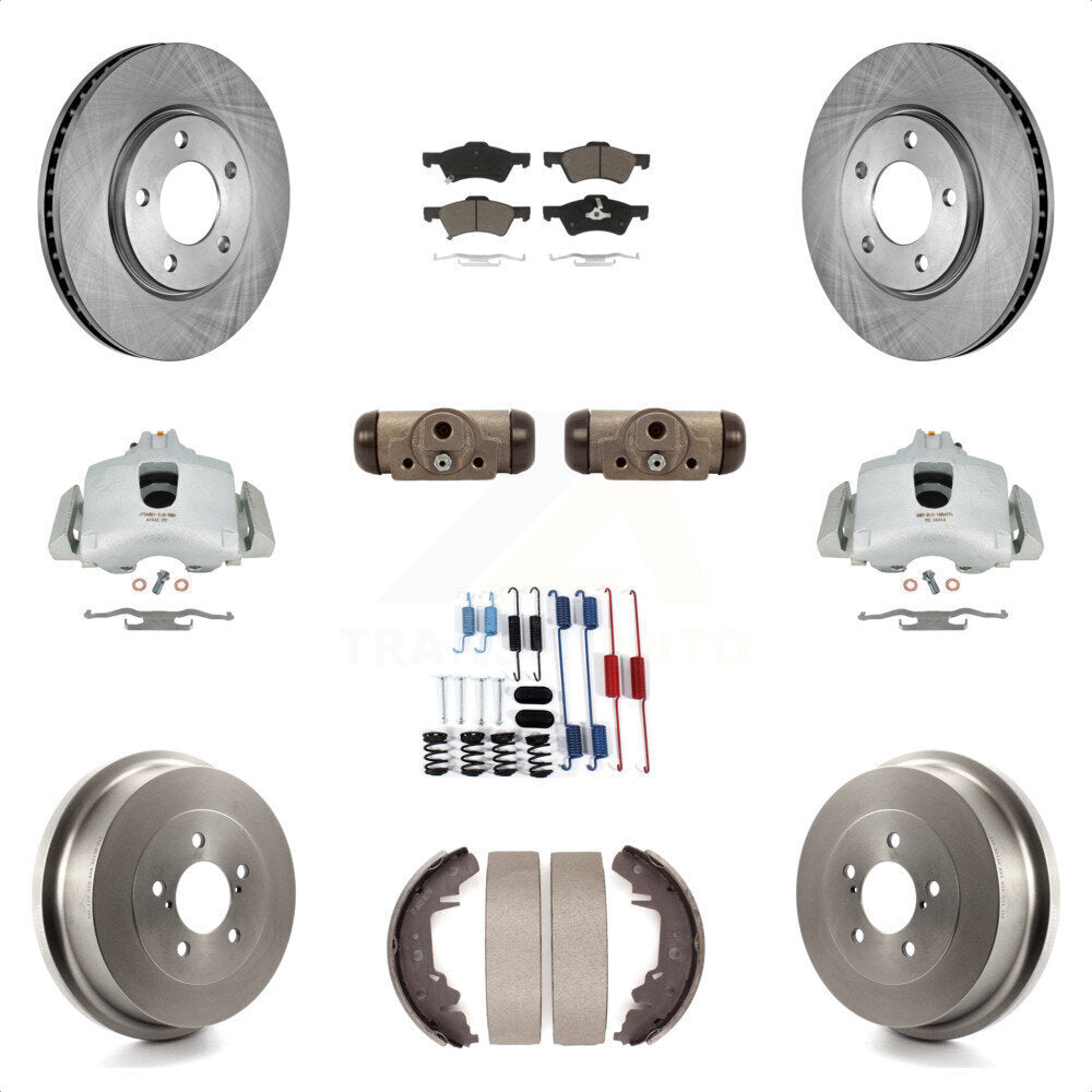 Front Rear Disc Brake Caliper Rotors Drums Ceramic Pads Shoes Wheel Cylinders And Hardware Kit (11Pc) For Dodge Chrysler Town & Country Grand Caravan rear brakes KC8-100888C by Transit Auto