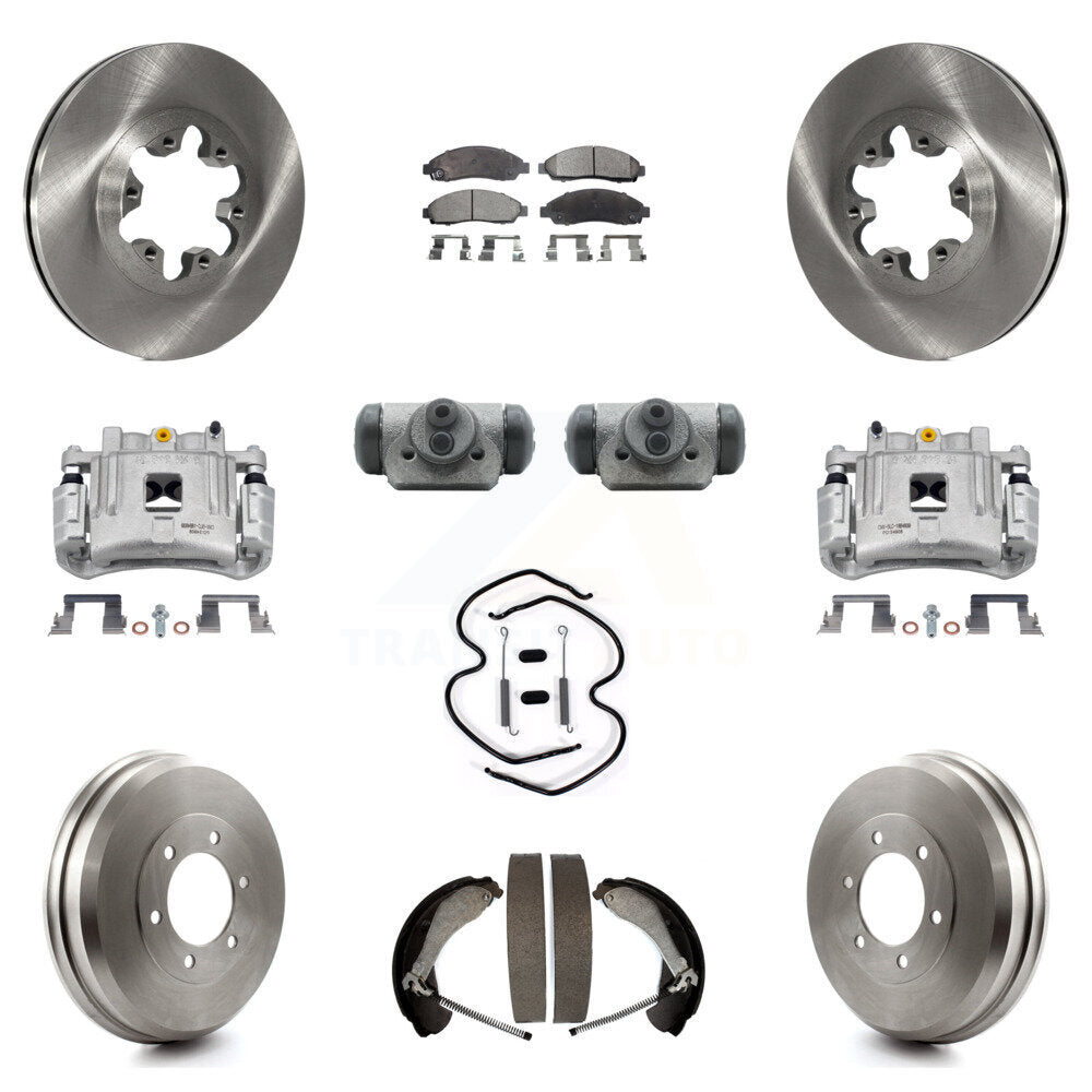 Front Rear Brake Caliper Rotor Drum Semi-Metallic Pad Shoe Cylinder & Kit (11Pc) For GMC KC8-100888P