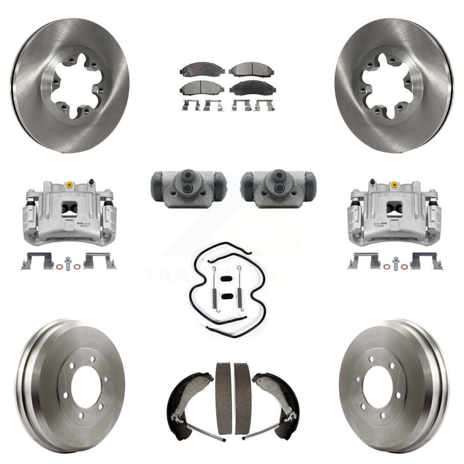 Front Rear Brake Caliper Rotor Drum Semi-Metallic Pad Shoe Cylinder & Kit (11Pc) For GMC KC8-100888P