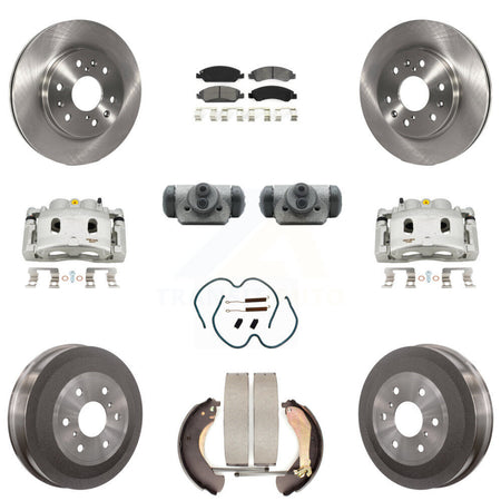 Front Rear Brake Caliper Rotors Drum Semi-Metallic Pad Shoe Cylinder Kit (11Pc) For 1500 KC8-100888S
