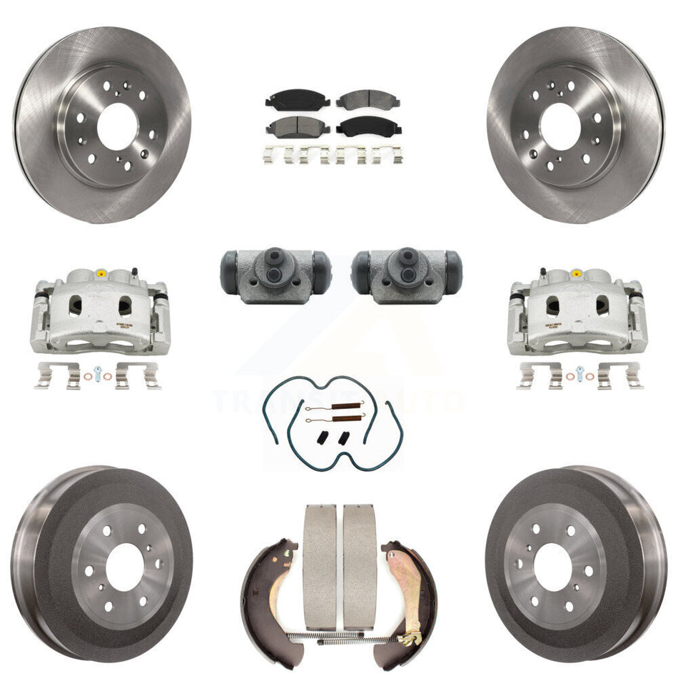 Front Rear Brake Caliper Rotors Drum Semi-Metallic Pad Shoe Cylinder Kit (11Pc) For 1500 KC8-100888S