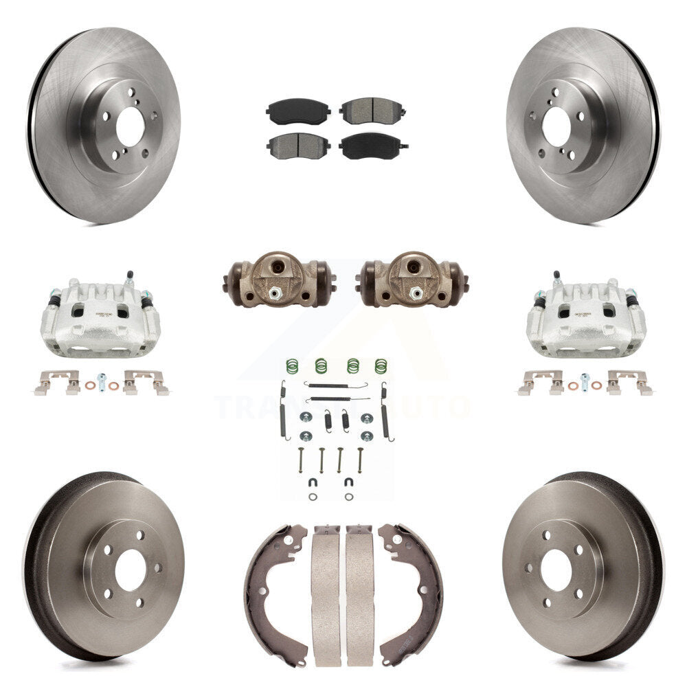 Front Rear Disc Brake Caliper Rotors Drum Semi-Metallic Pad Shoe Cylinder Kit (11Pc) For KC8-100889S