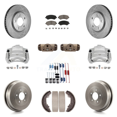 Front Rear Brake Caliper Rotors Drum Ceramic Pad Shoe Cylinder & Hardware Kit (11Pc) For KC8-100890C