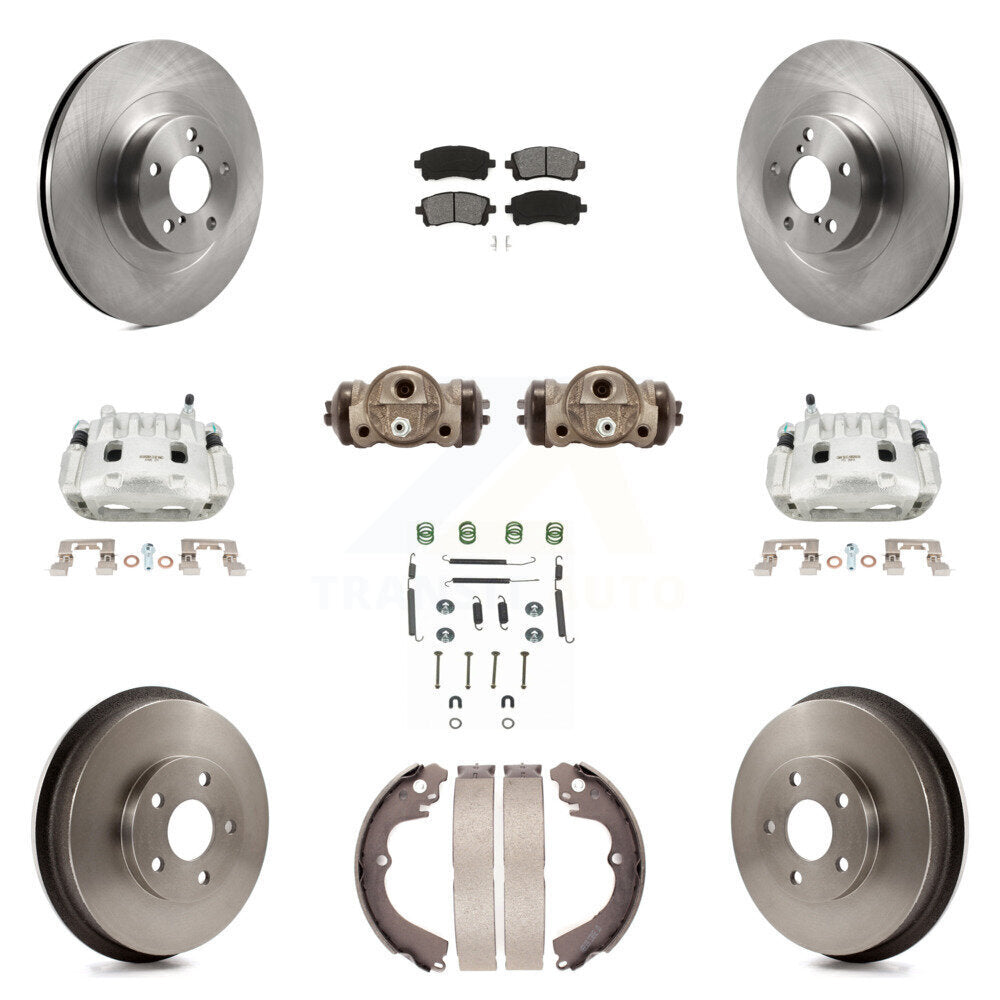Front Rear Disc Brake Caliper Rotors Drum Semi-Metallic Pad Shoe Cylinder Kit (11Pc) For KC8-100890S