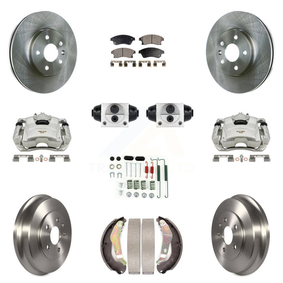 Front Rear Disc Brake Caliper Rotors Drum Semi-Metallic Pad Shoe Cylinder Kit (11Pc) For KC8-100891P
