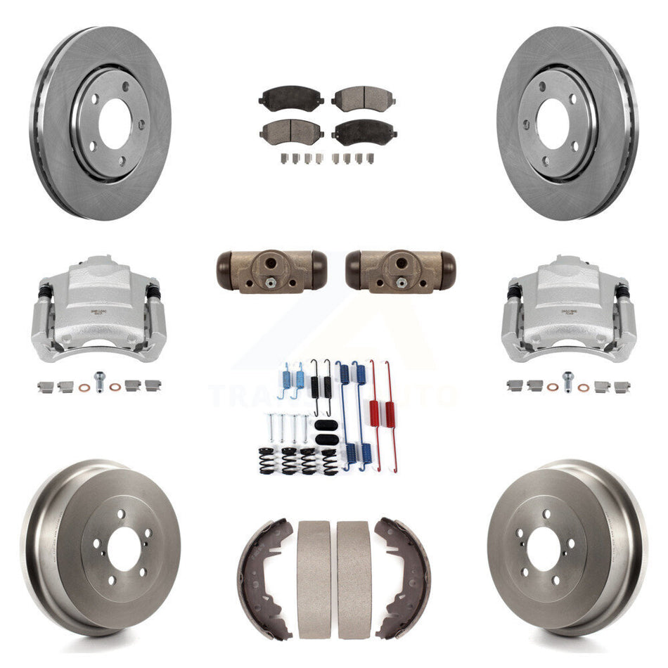 Front Rear Brake Caliper Rotors Drum Ceramic Pad Shoe Cylinder Hardware Kit (11Pc) For & KC8-100891T