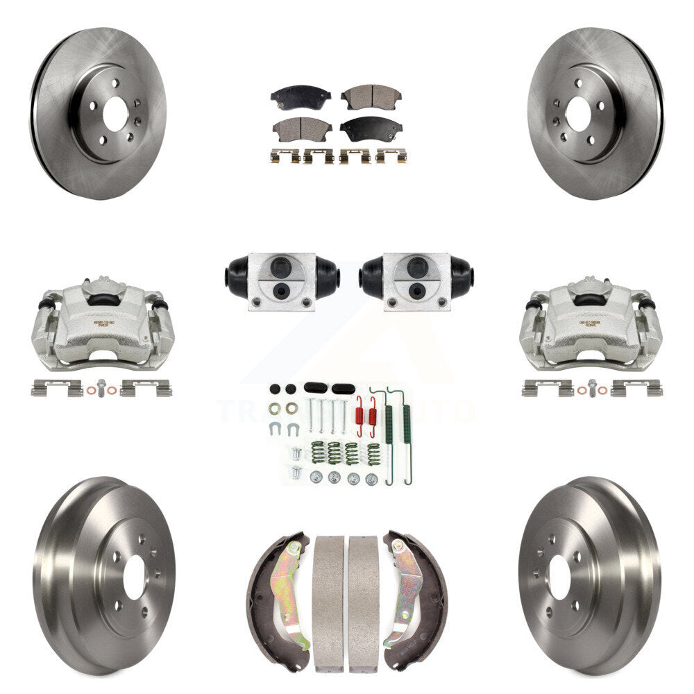 Front Rear Disc Brake Caliper Rotors Drum Semi-Metallic Pad Shoe Cylinder Kit (11Pc) For KC8-100892P